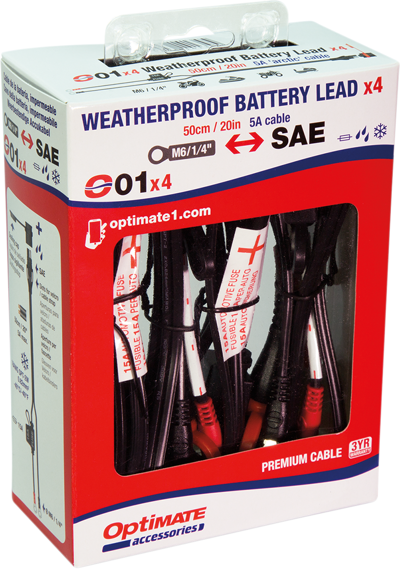 TECMATE Battery Lead with Ring Terminal - 12V - Fused - 4 Pack O-01X4
