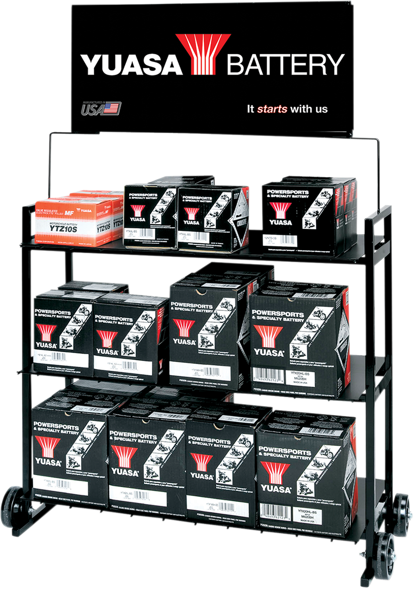 YUASA Battery Rack Display - with Wheel Kit - Yuasa YUASARACK