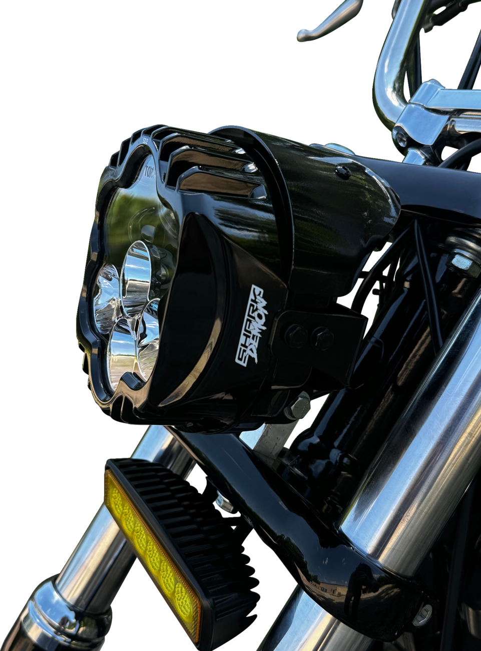 CUSTOM DYNAMICS LED Headlight - Shark Demon® - Pedestal Mount SD2-PM-W