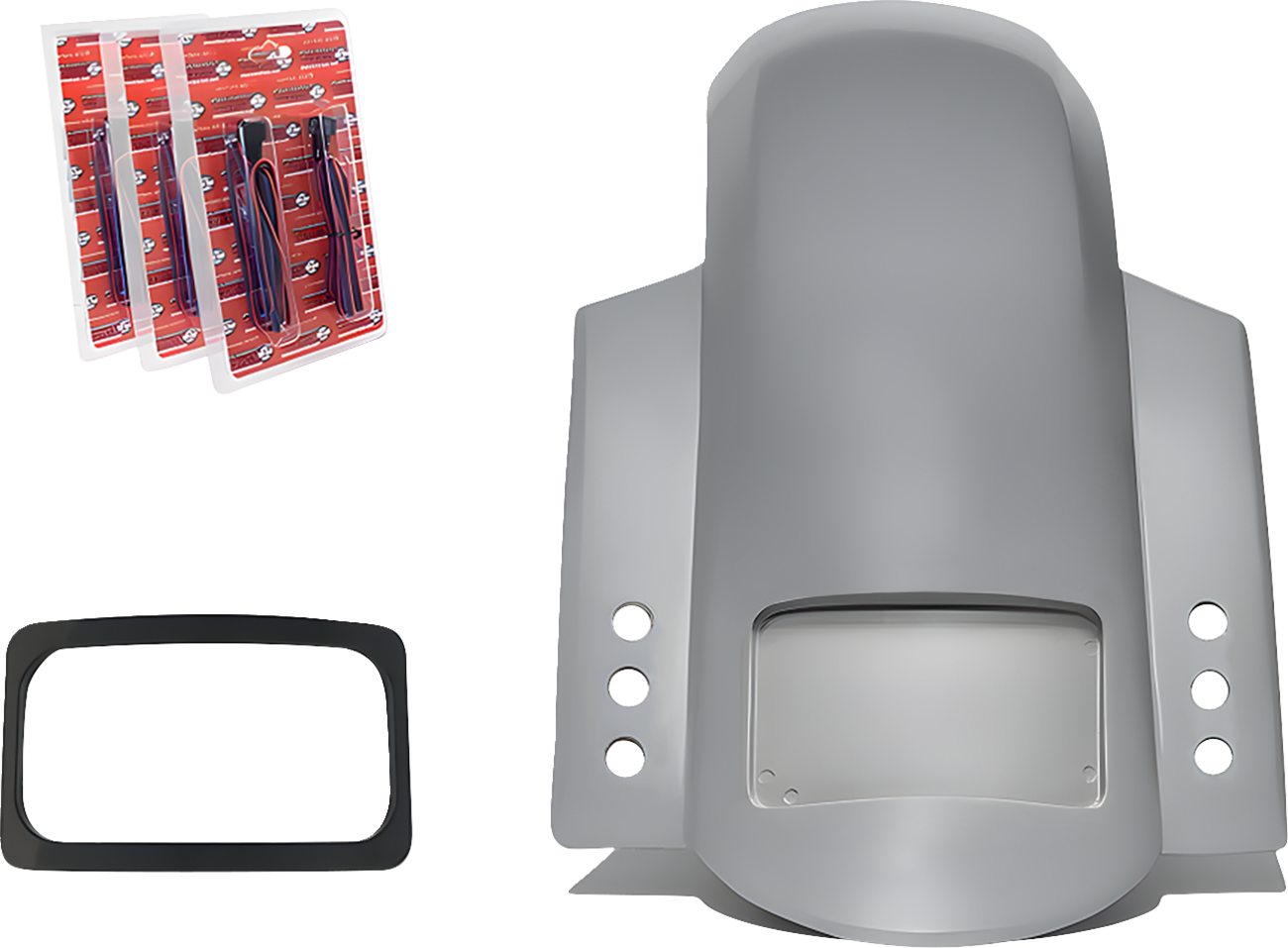 PAUL YAFFE BAGGER NATION Short Rear Fender - Sport - With Black Plate Frame - 3 Sets of Thunder Bolts RF-SS-3-THNDR-BLT-B