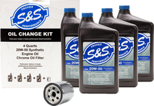 S&S CYCLE Oil Change Kit - Black Filter - '84-'99 Big Twin/'86-'22 Sportster - 4 US quarts 218941