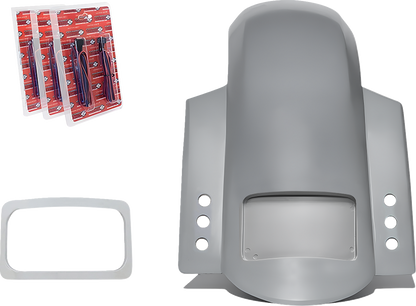 PAUL YAFFE BAGGER NATION Short Rear Fender - Sport - With Chrome Plate Frame - 3 Sets of Thunder Bolts RF-SS-3-THNDR-BLT-C