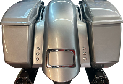 PAUL YAFFE BAGGER NATION Short Rear Fender - Sport - With Chrome Plate Frame - 3 Sets of Thunder Bolts RF-SS-3-THNDR-BLT-C