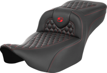 SADDLEMEN Roadsofa™ Extended Reach Seat - without Backrest - Honeycomb - Red Stitch - FLTR/FLHX '23-'24 823-07-19004