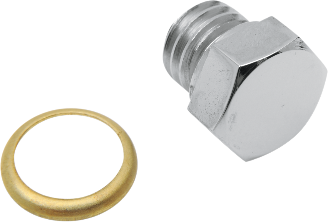 COLONY Drain Plug - Transmission/Motor Case/Oil Tank with Brass Gasket - Standard - Chrome 8494-1