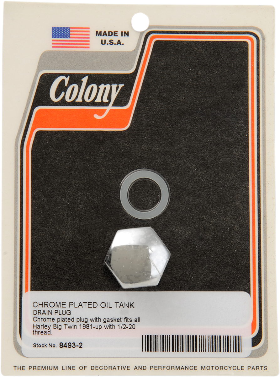 COLONY Drain Plug - Oil Tank with Gasket - Standard - Chrome 8493-2