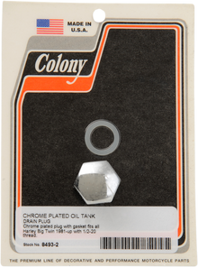 COLONY Drain Plug - Oil Tank with Gasket - Standard - Chrome 8493-2