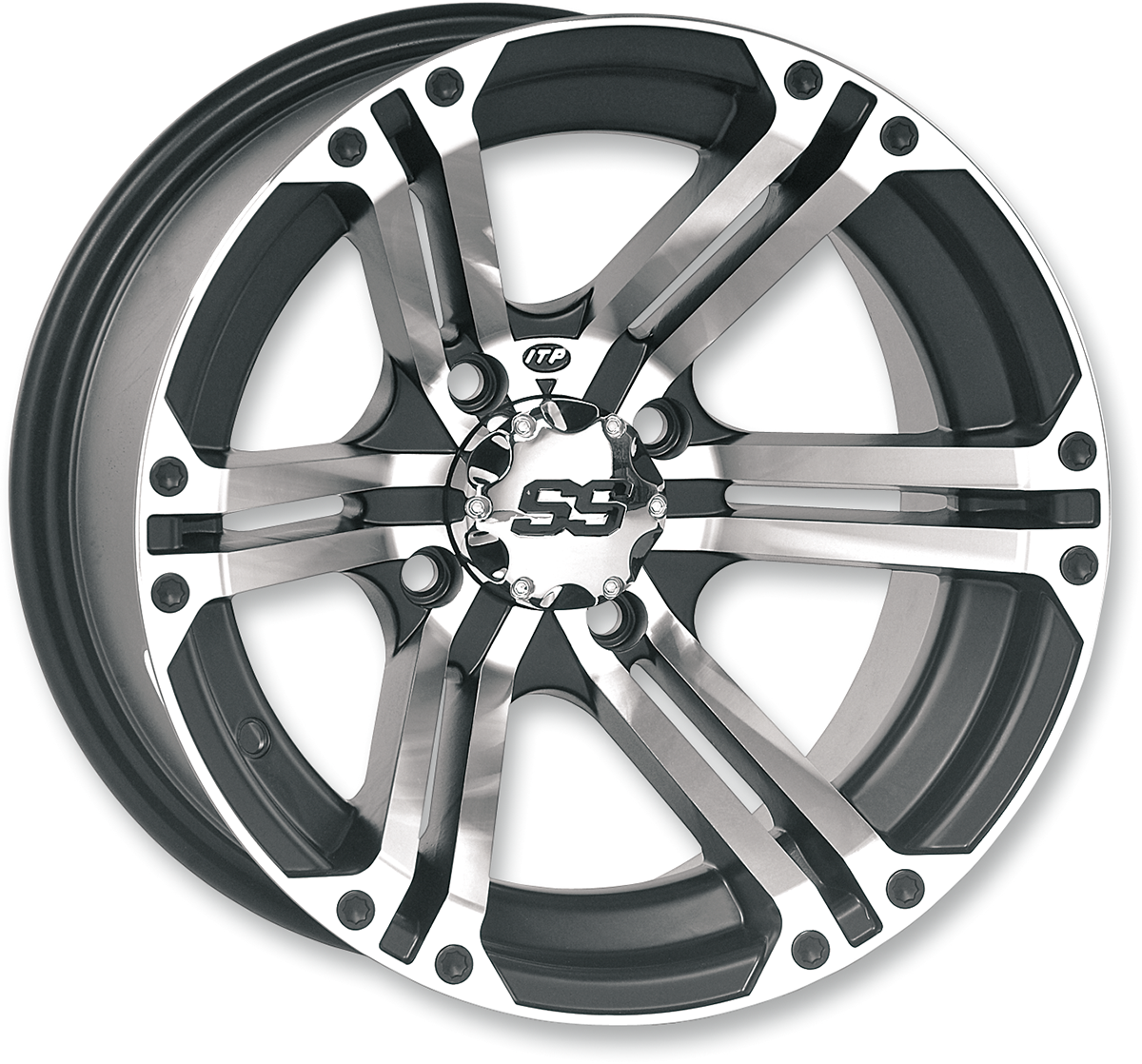 ITP Wheel - SS212 - Front/Rear - Machined Black - 12x7 - 4/137 - 5+2 1228368404B