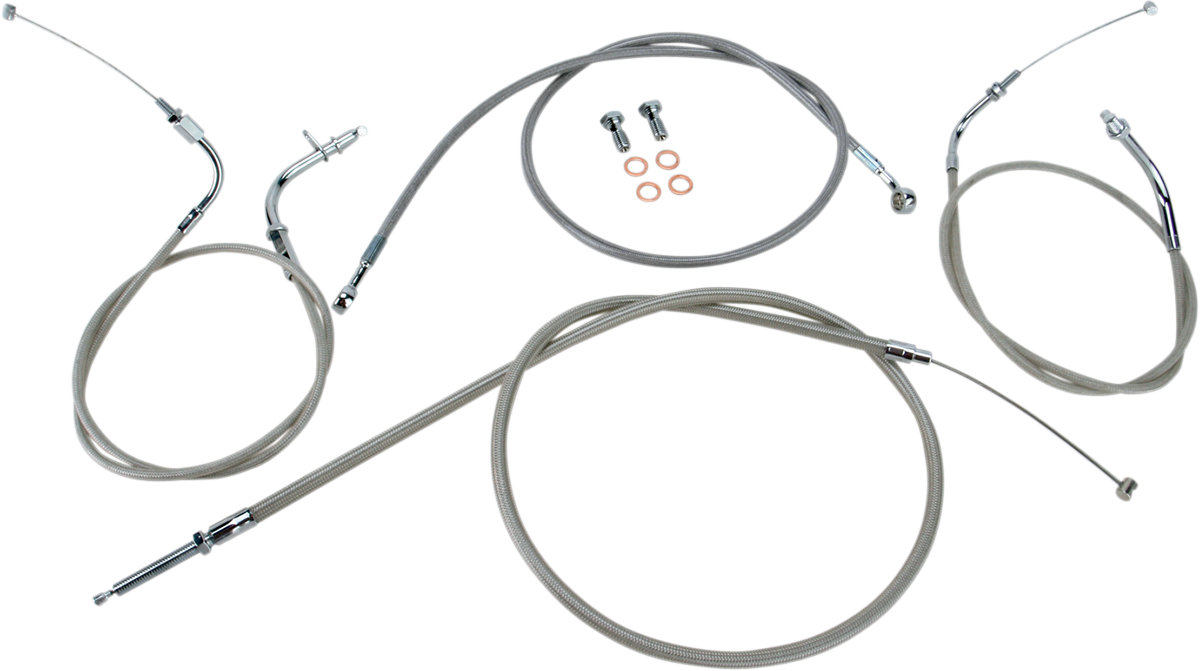 BARON Stainless Handlebar Cable/Line Kit - 12"-14" - XVS650CU BA-8014KT-12
