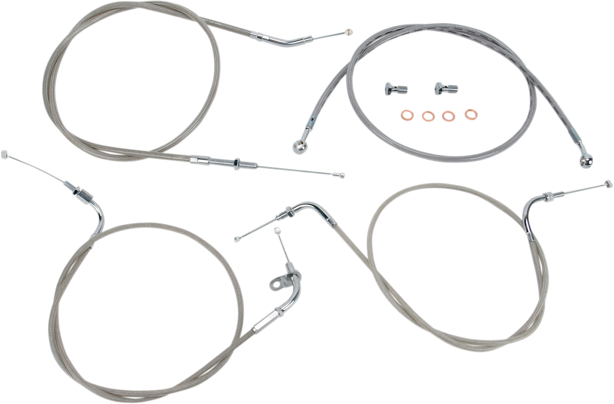 BARON Stainless Handlebar Cable/Line Kit - 12"-14" - XVS650CL - Stainless Steel BA-8015KT-12