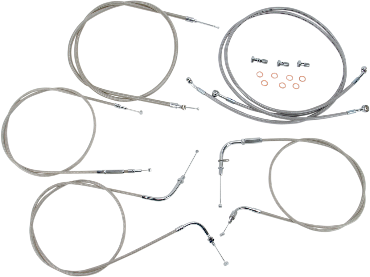 BARON Stainless Handlebar Cable/Line Kit - 12"-14" - XVS1100CU BA-8048KT-12