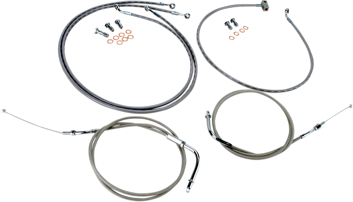 BARON Stainless Handlebar Cable/Line Kit - 12"-14" - Roadliner BA-8059KT-12