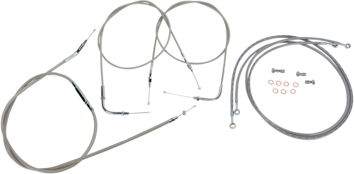 BARON Stainless Handlebar Cable/Line Kit - 15"-17" - '04-'07 Roadstar BA-8022KT-16