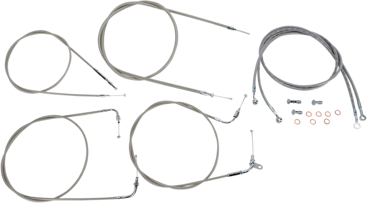 BARON Stainless Handlebar Cable/Line Kit - 15"-17" - XVS1100CL BA-8042KT-16