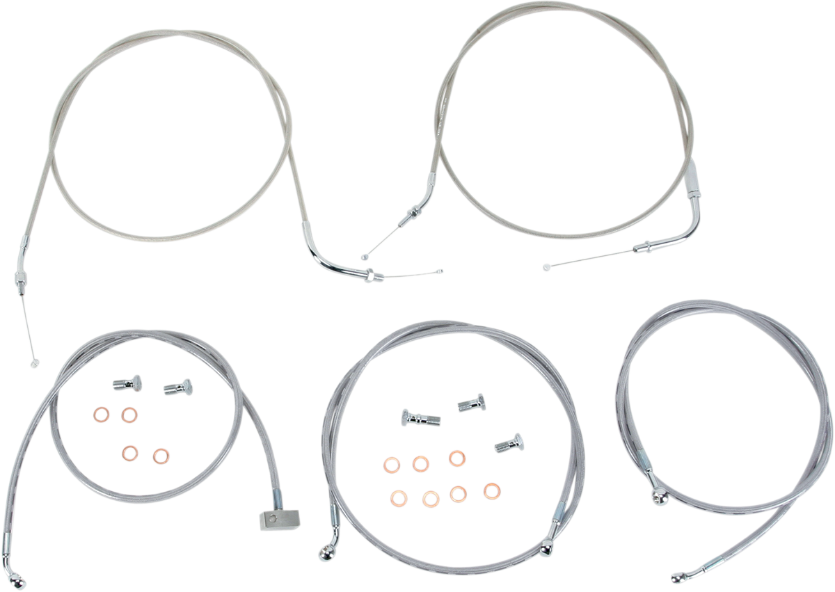 BARON Stainless Handlebar Cable/Line Kit - 15"-17" - Roadliner BA-8059KT-16