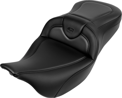 SADDLEMEN Roadsofa™ Seat - without Backrest - Carbon Fiber - Black Stitch - 'FL '08-'19 808-07B-18500