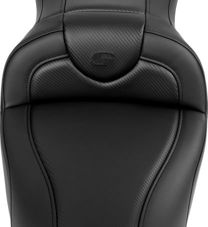 SADDLEMEN Roadsofa™ Seat - without Backrest - Carbon Fiber - Black Stitch - 'FL '08-'19 808-07B-18500