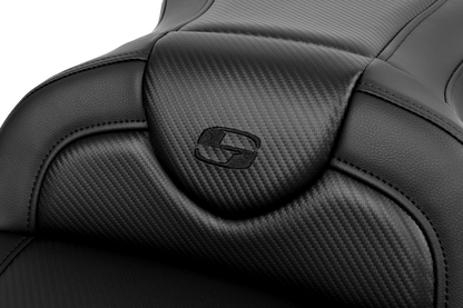 SADDLEMEN Roadsofa™ Seat - without Backrest - Carbon Fiber - Black Stitch - 'FL '08-'19 808-07B-18500