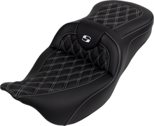 SADDLEMEN Roadsofa™ Seat - with Backrest - White Stitch - FL '08-'23 808-07B-182B6