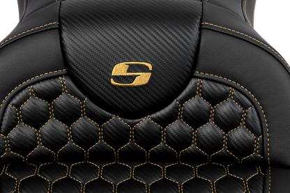 SADDLEMEN RoadSofa™ Seat - Honeycomb - Gold Stitch - without Backrest - FLH/FLT '08-'23 808-07B-18907