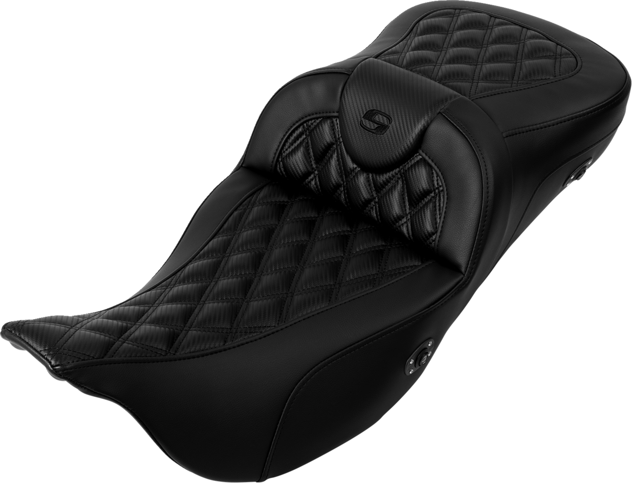 SADDLEMEN Roadsofa™ Extended Reach Seat - without Backrest - Lattice Stitch - Carbon Fiber - FL '08-'23 808-07B-207A0