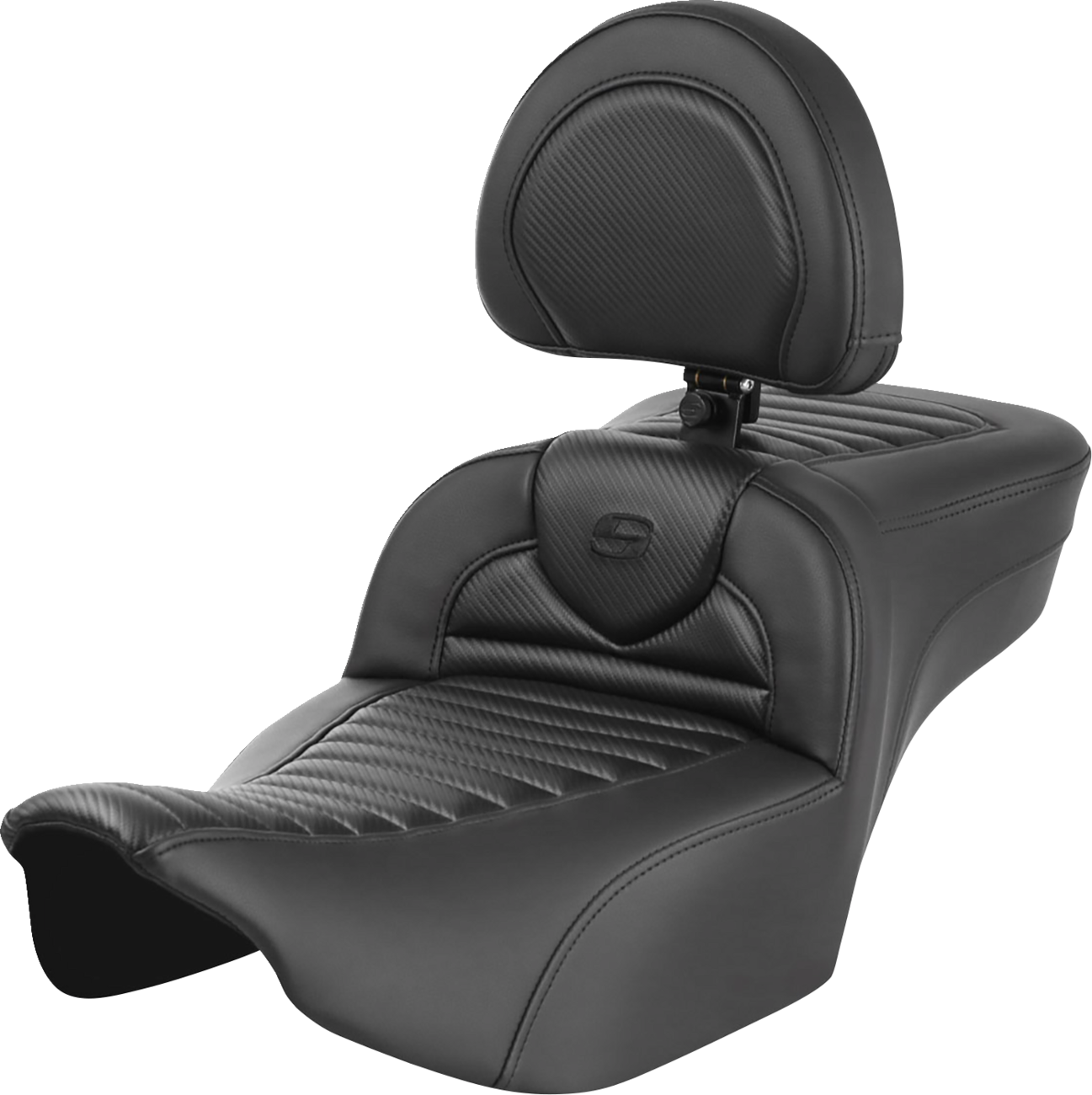 SADDLEMEN Roadsofa™ Extended Reach Seat - with Backrest - Tuck-n-Roll - Carbon Fiber - FLTR/FLHX '23-'24 823-07-205B0