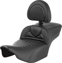SADDLEMEN Roadsofa™ Extended Reach Seat - with Backrest - Tuck-n-Roll - Carbon Fiber - FLTR/FLHX '23-'24 823-07-205B0