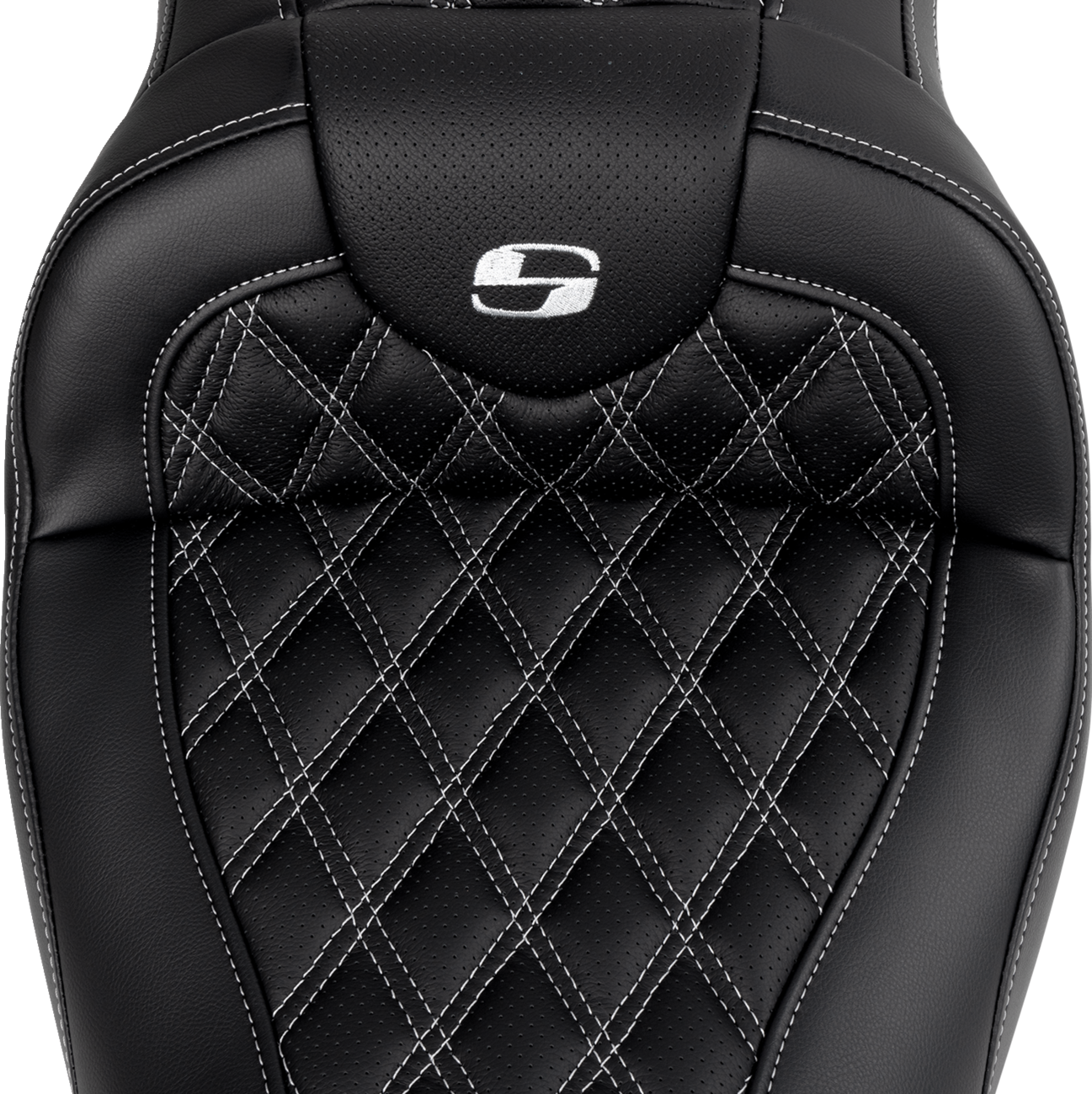 SADDLEMEN Roadsofa™ Seat - with Backrest - Silver Stitch - FL '08-'23 808-07B-182B5