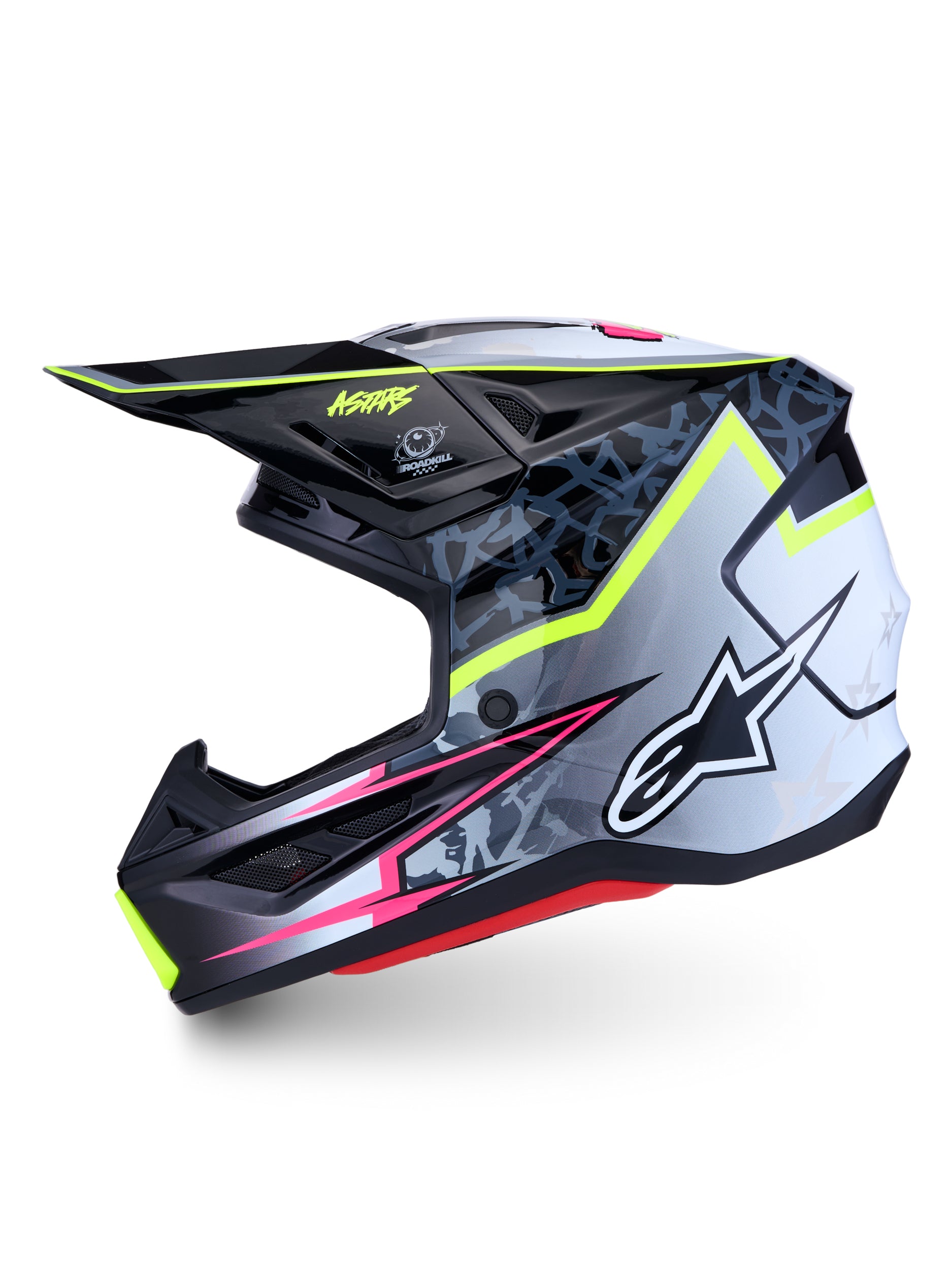 S M7 Blaster Helmet Ece06/Dot Blk/Gry/Wh/Yllw Fluo Glsy Lg