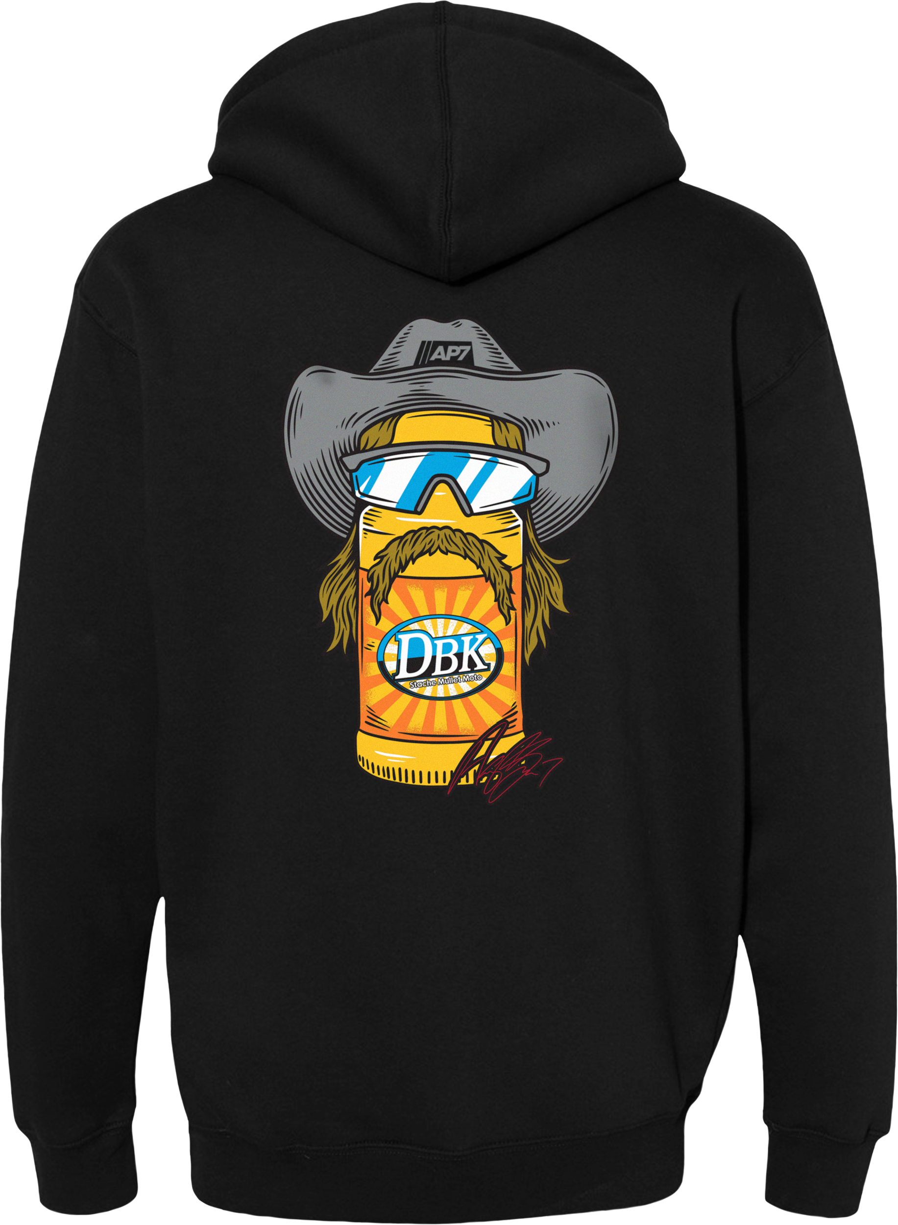 Stache Mullet Moto Yth Hoodie Black Yx