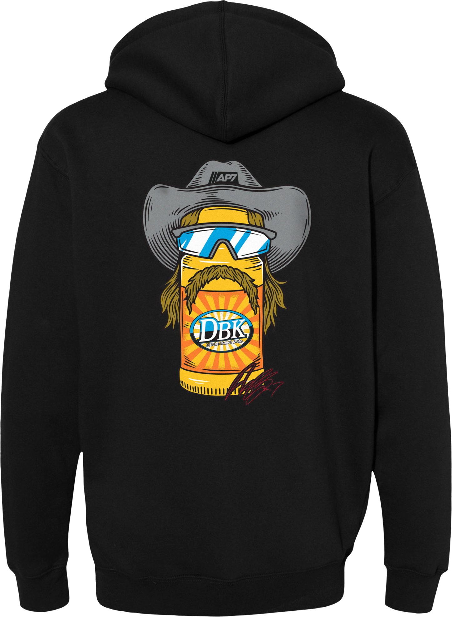 Stache Mullet Moto Yth Hoodie Black Ys
