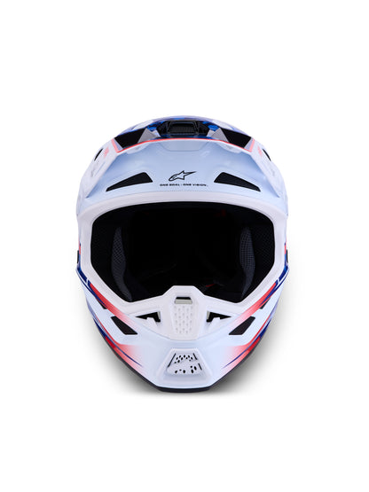 S M7 Blaster Helmet Ece06/Dot Wht/Blue/Red Glossy Lg