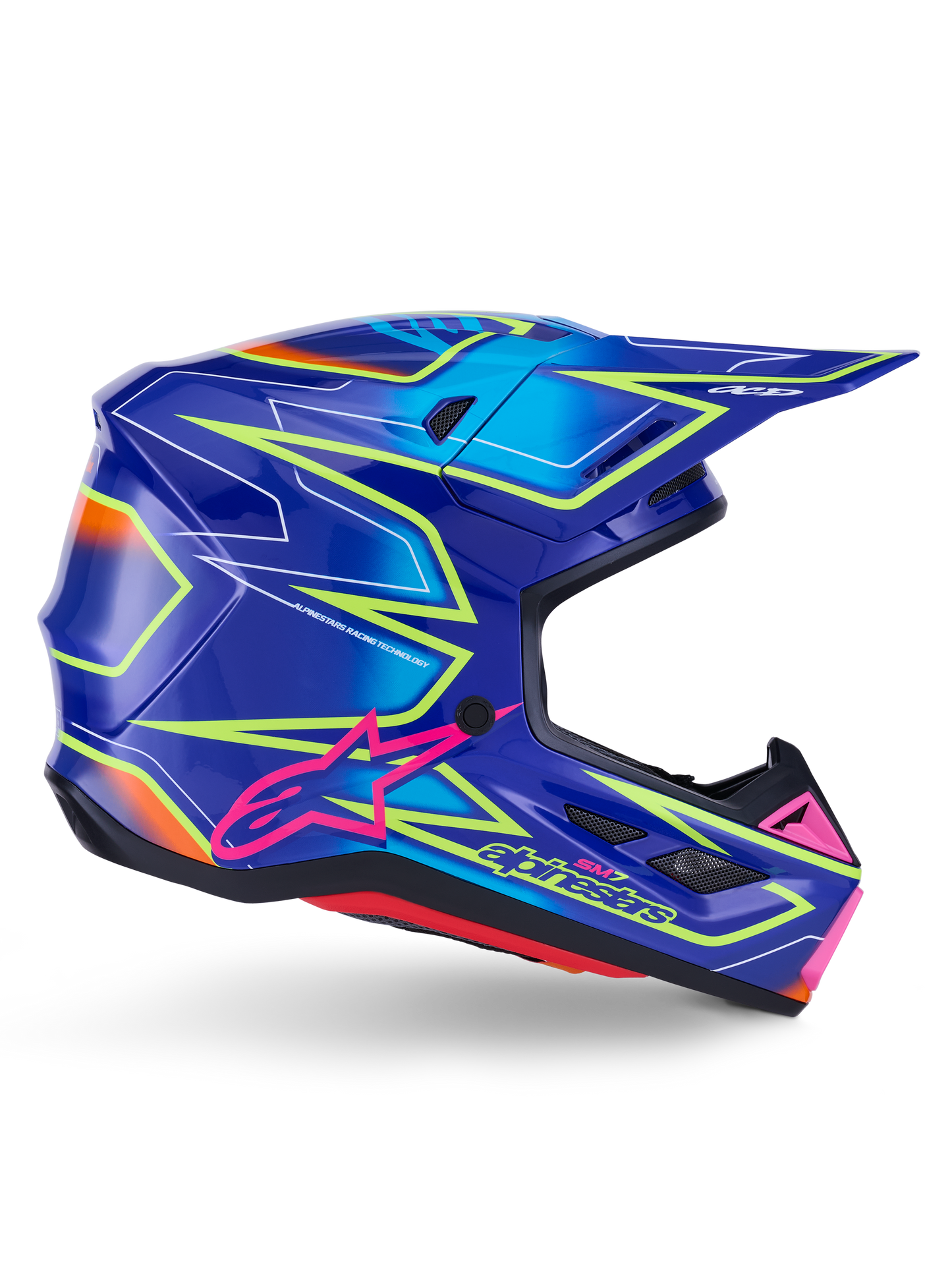 Sm7 Cast Helmet Blue/Pnk/Ylw Fluo Glossy Lg