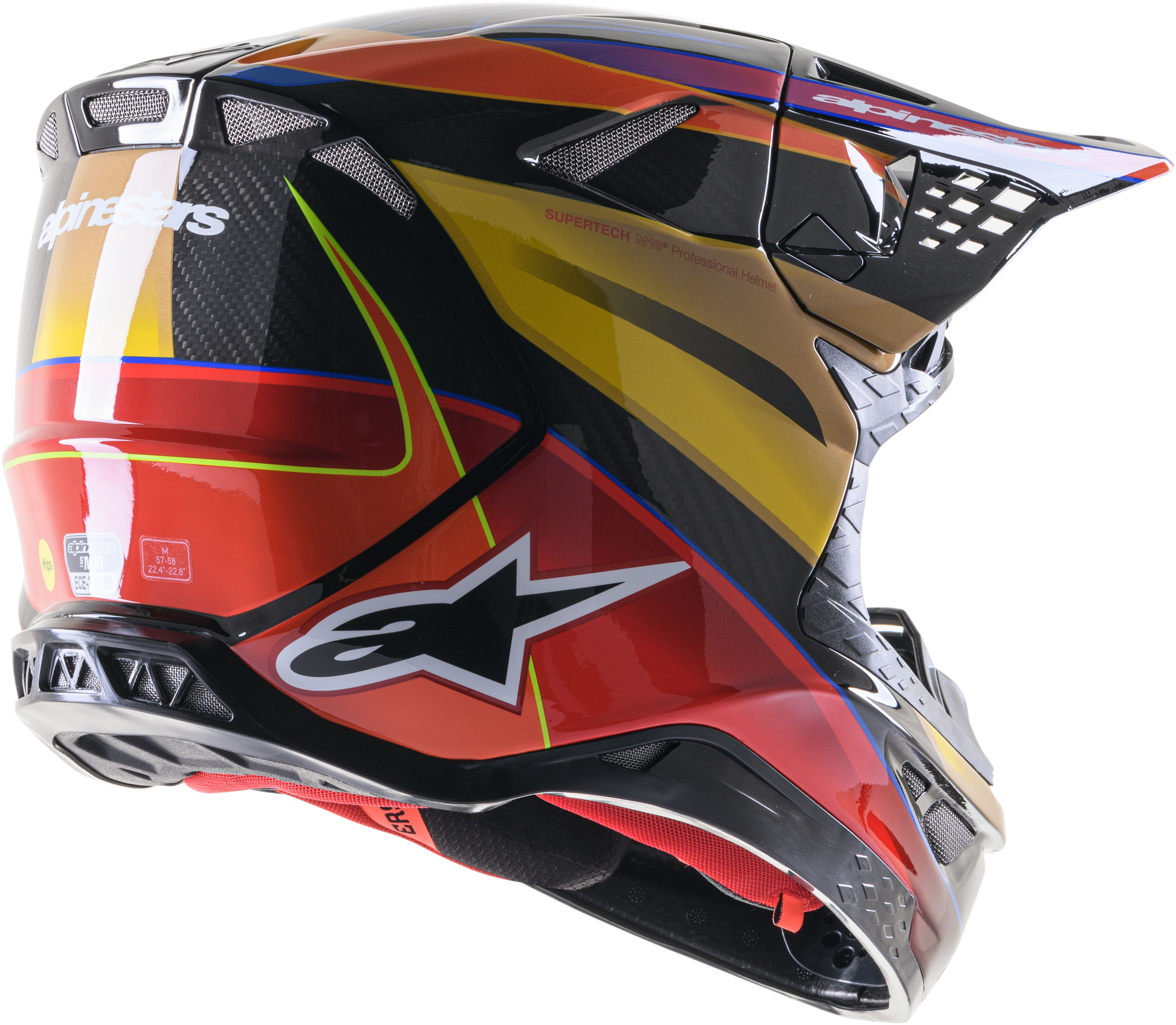 Supertech S M10 Era Helmet Gold Ylw/Rio Red Glossy Md