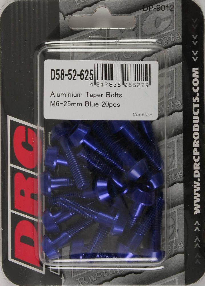 Aluminum Taper Bolts Blue M6x25mm 20/Pk