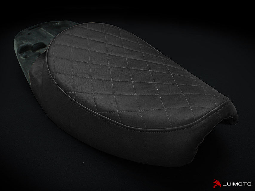 LUIMOTO (Solo Seat) Vintage Rider Seat Covers for the Triumph Scrambler (06+) and Bonneville (00-15)