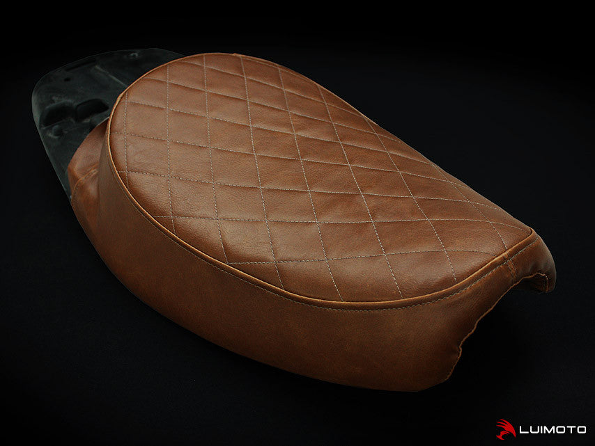 LUIMOTO (Solo Seat) Vintage Rider Seat Covers for the Triumph Scrambler (06+) and Bonneville (00-15)