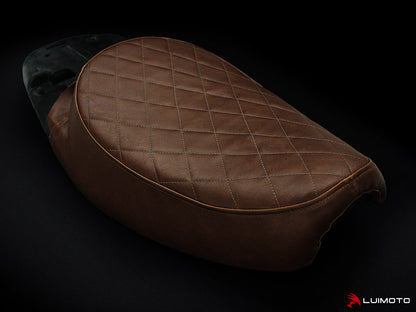 LUIMOTO (Solo Seat) Vintage Rider Seat Covers for the Triumph Scrambler (06+) and Bonneville (00-15)