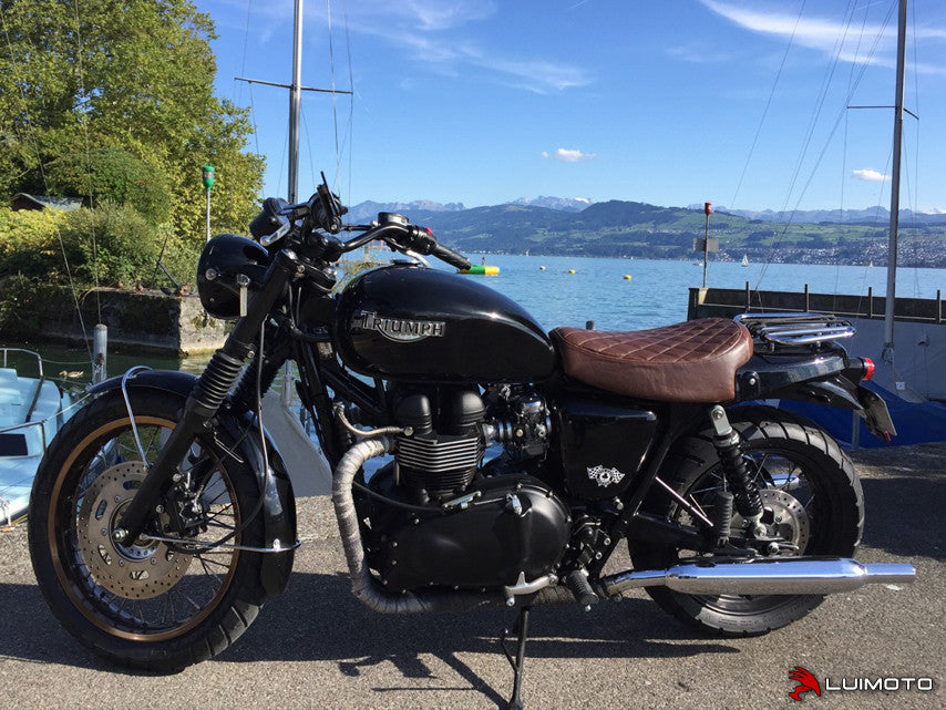 LUIMOTO (Solo Seat) Vintage Rider Seat Covers for the Triumph Scrambler (06+) and Bonneville (00-15)
