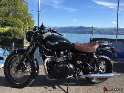LUIMOTO (Solo Seat) Vintage Rider Seat Covers for the Triumph Scrambler (06+) and Bonneville (00-15)