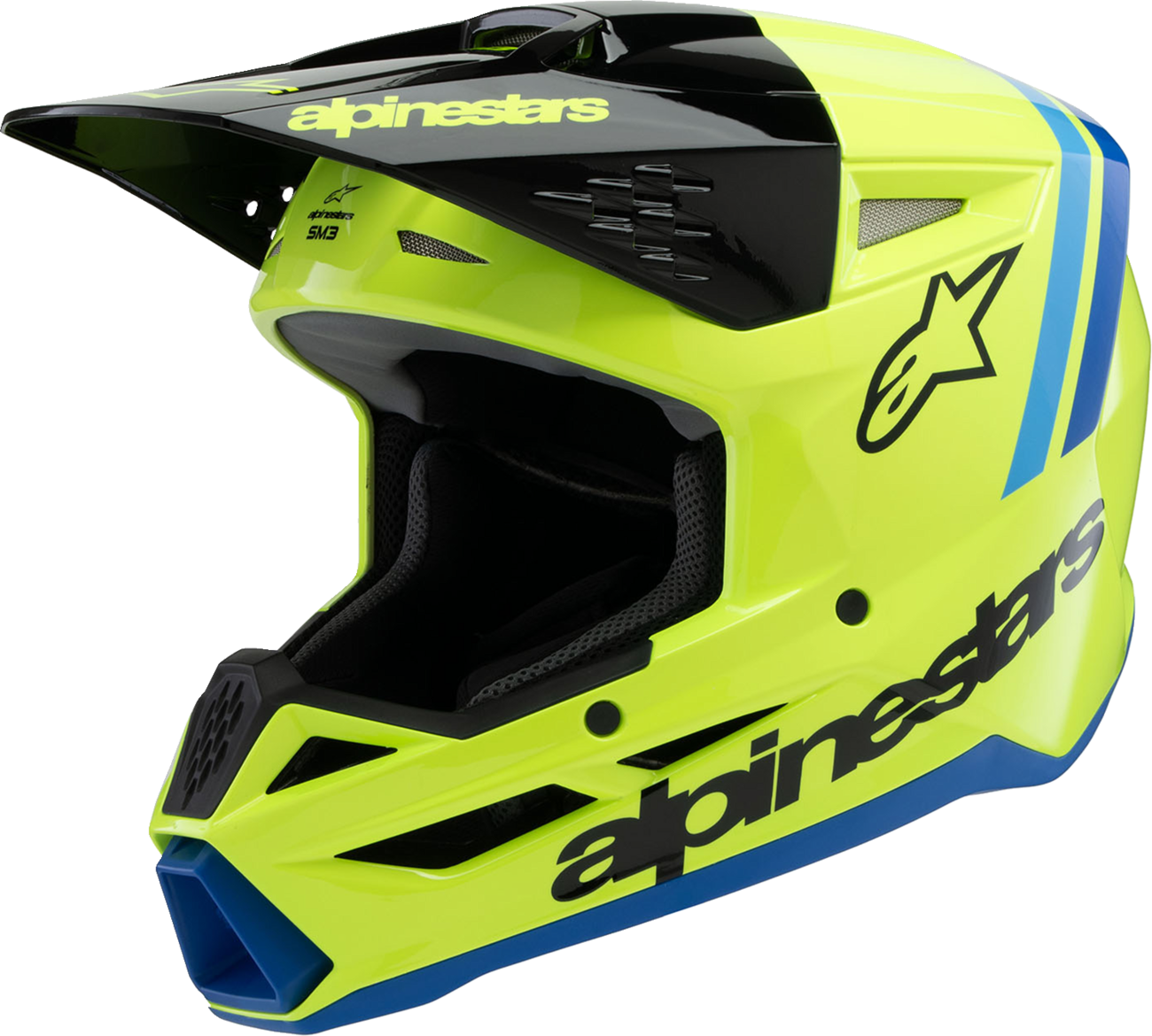 ALPINESTARS Youth SM3 Helmet - Radium - Gloss Yellow Fluo/Black/Blue - Small 8301825-5017-YS