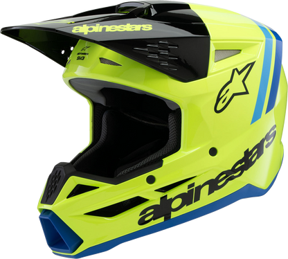 ALPINESTARS Youth SM3 Helmet - Radium - Gloss Yellow Fluo/Black/Blue - Medium 8301825-5017-YM