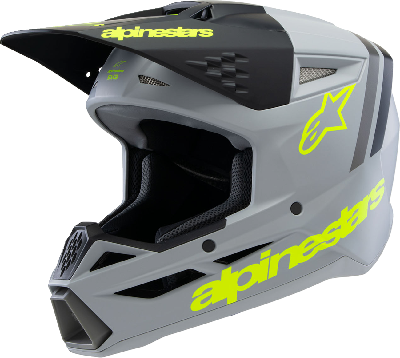 ALPINESTARS Youth SM3 Helmet - Radium - Matte Gray/Black/Yellow Fluo - Small 8301825-9510-YS
