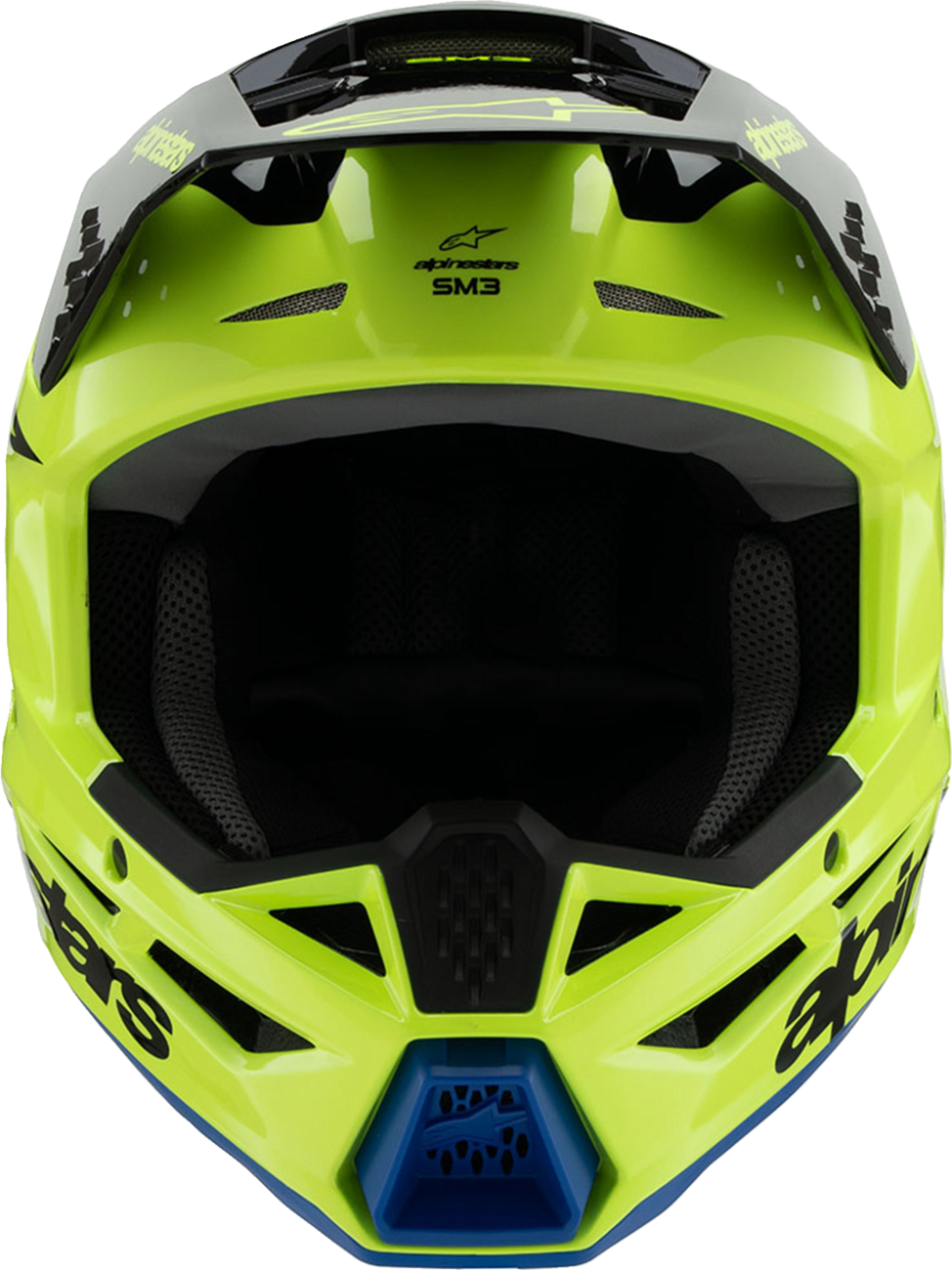 ALPINESTARS Youth SM3 Helmet - Radium - Gloss Yellow Fluo/Black/Blue - Medium 8301825-5017-YM