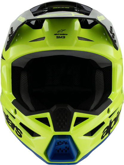 ALPINESTARS Youth SM3 Helmet - Radium - Gloss Yellow Fluo/Black/Blue - Medium 8301825-5017-YM