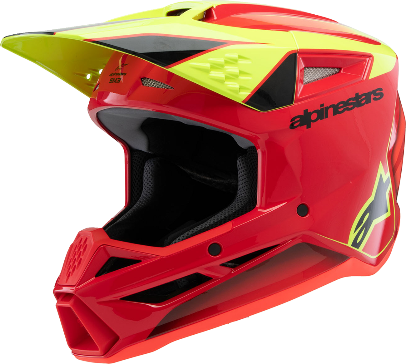 ALPINESTARS Youth SM3 Helmet - Fray - Gloss Red/Yellow Fluo/Black - Large 8301625-3051-YL