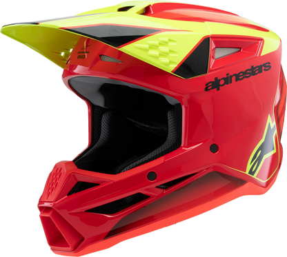 ALPINESTARS Youth SM3 Helmet - Fray - Gloss Red/Yellow Fluo/Black - Large 8301625-3051-YL