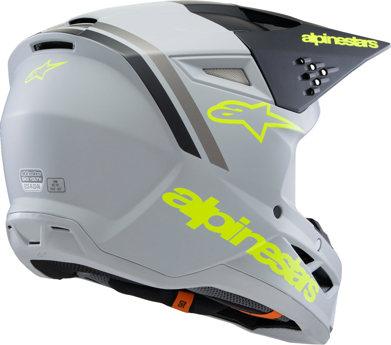 ALPINESTARS Youth SM3 Helmet - Radium - Matte Gray/Black/Yellow Fluo - Large 8301825-9510-YL