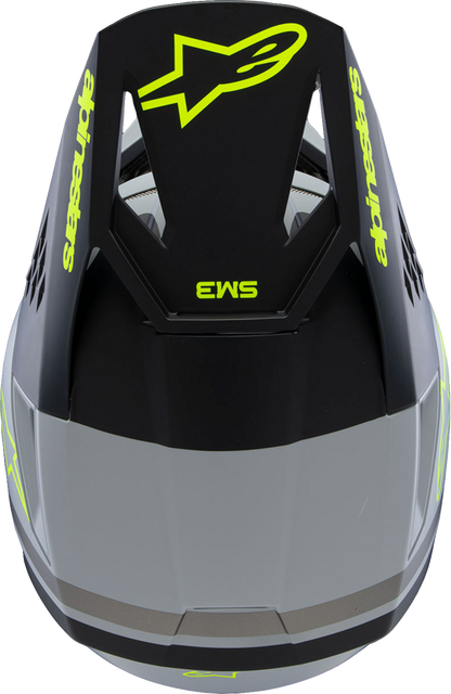 ALPINESTARS Youth SM3 Helmet - Radium - Matte Gray/Black/Yellow Fluo - Large 8301825-9510-YL