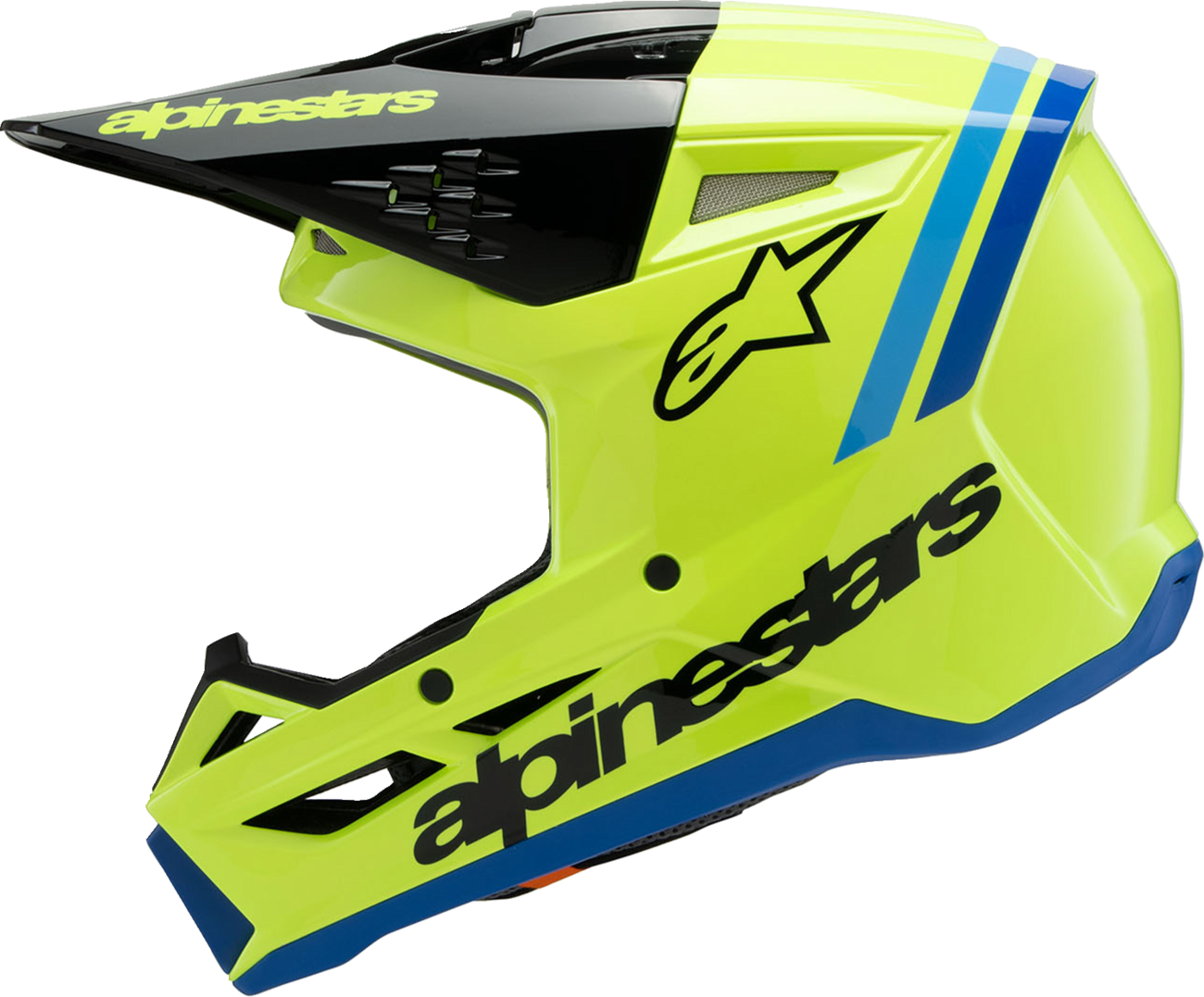 ALPINESTARS Youth SM3 Helmet - Radium - Gloss Yellow Fluo/Black/Blue - Medium 8301825-5017-YM